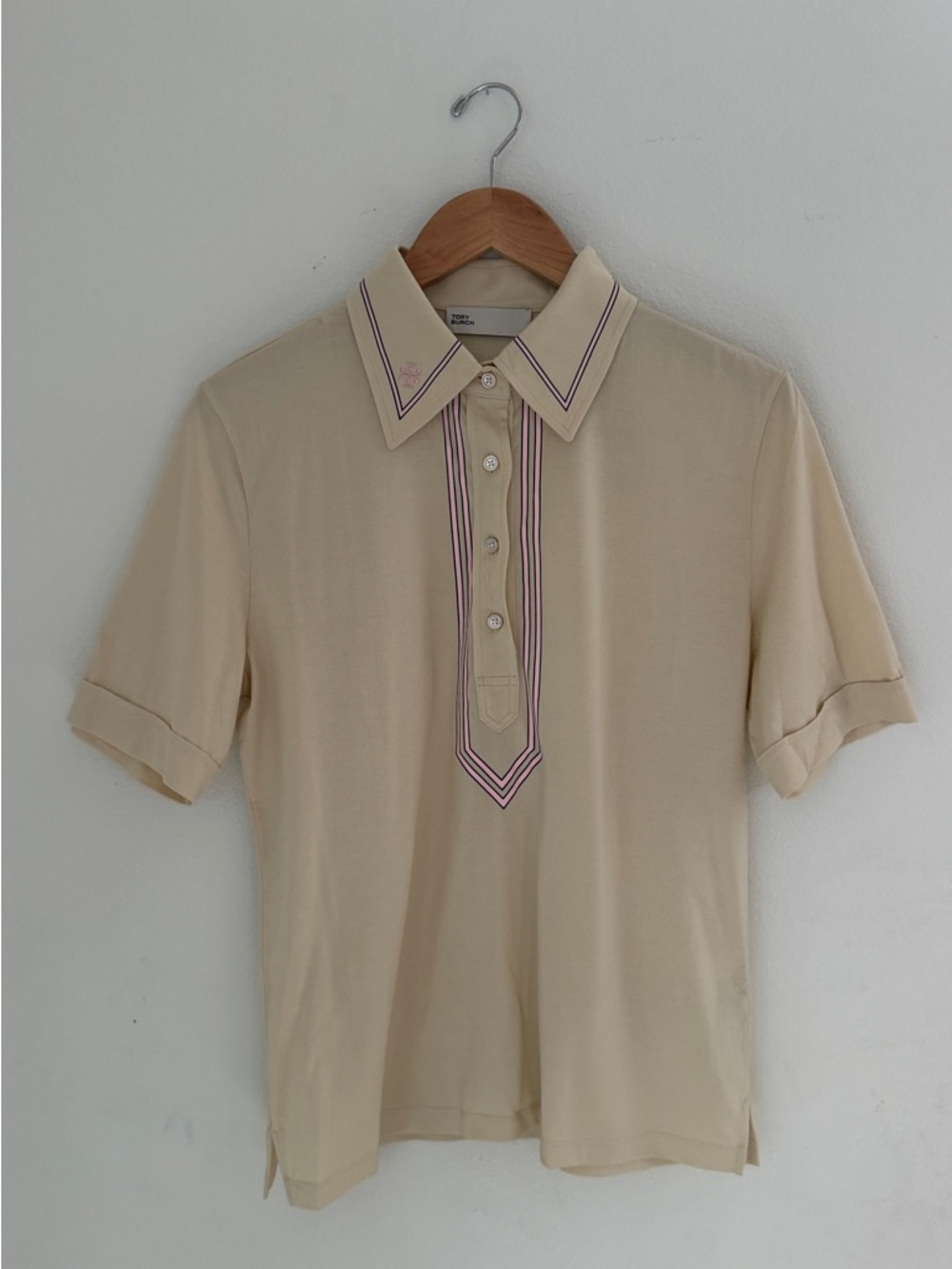Tory Burch Mercerized Cotton Retro Polo